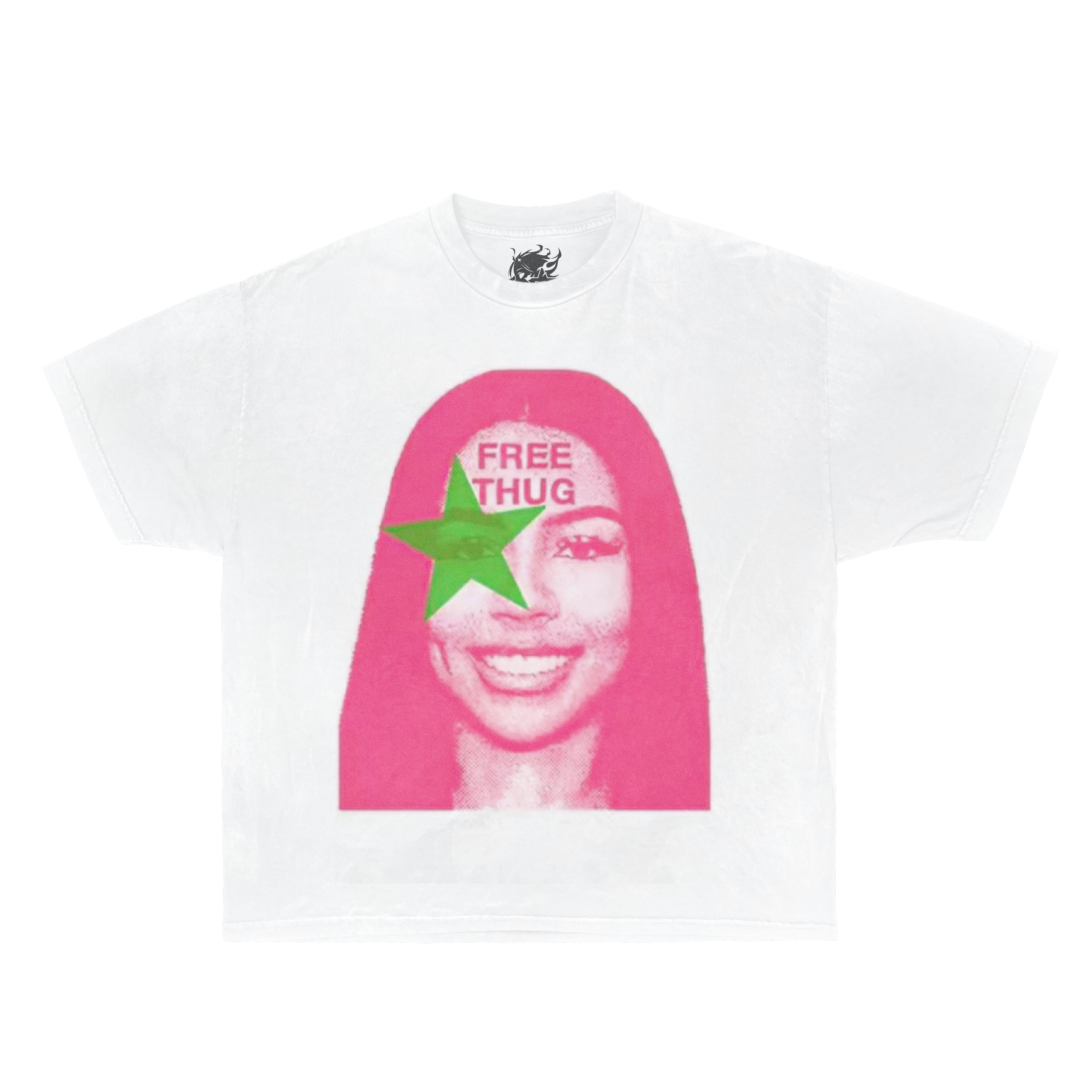 Free Thug Thugger Pink Boxy Vintage Shirt Streetwear Graphic Unisex Tees Y2K Neniom