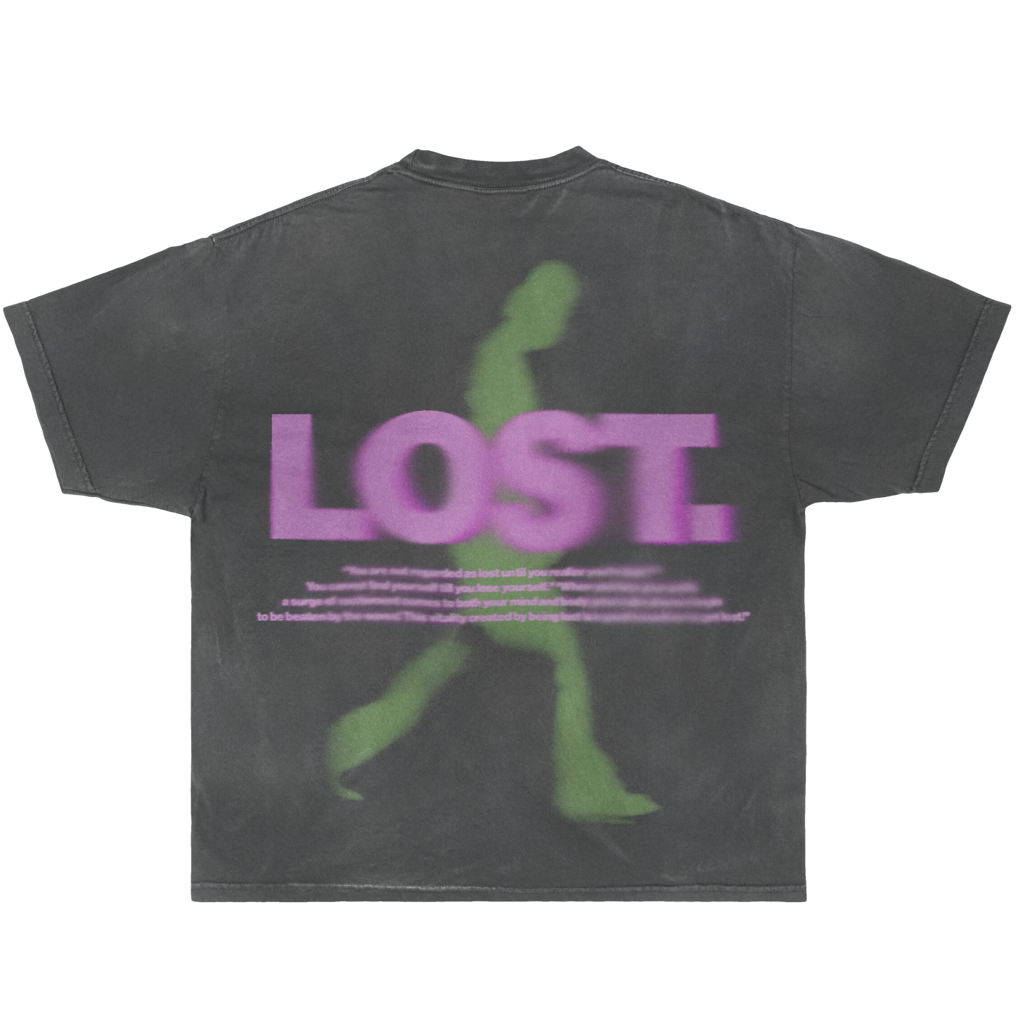 Lost Grey Garment Dyed Boxy T-Shirt Streetwear Y2K