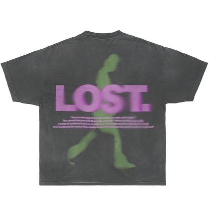 Lost Grey Garment Dyed Boxy T-Shirt Streetwear Y2K