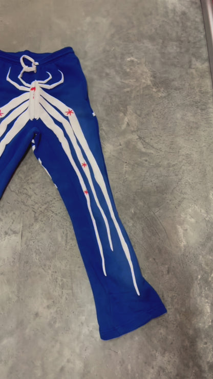 ★ LIMITADO ★ Neniom Pantalón Deportivo Acampanado De Araña Extragrande Con Estampado Puff AZUL