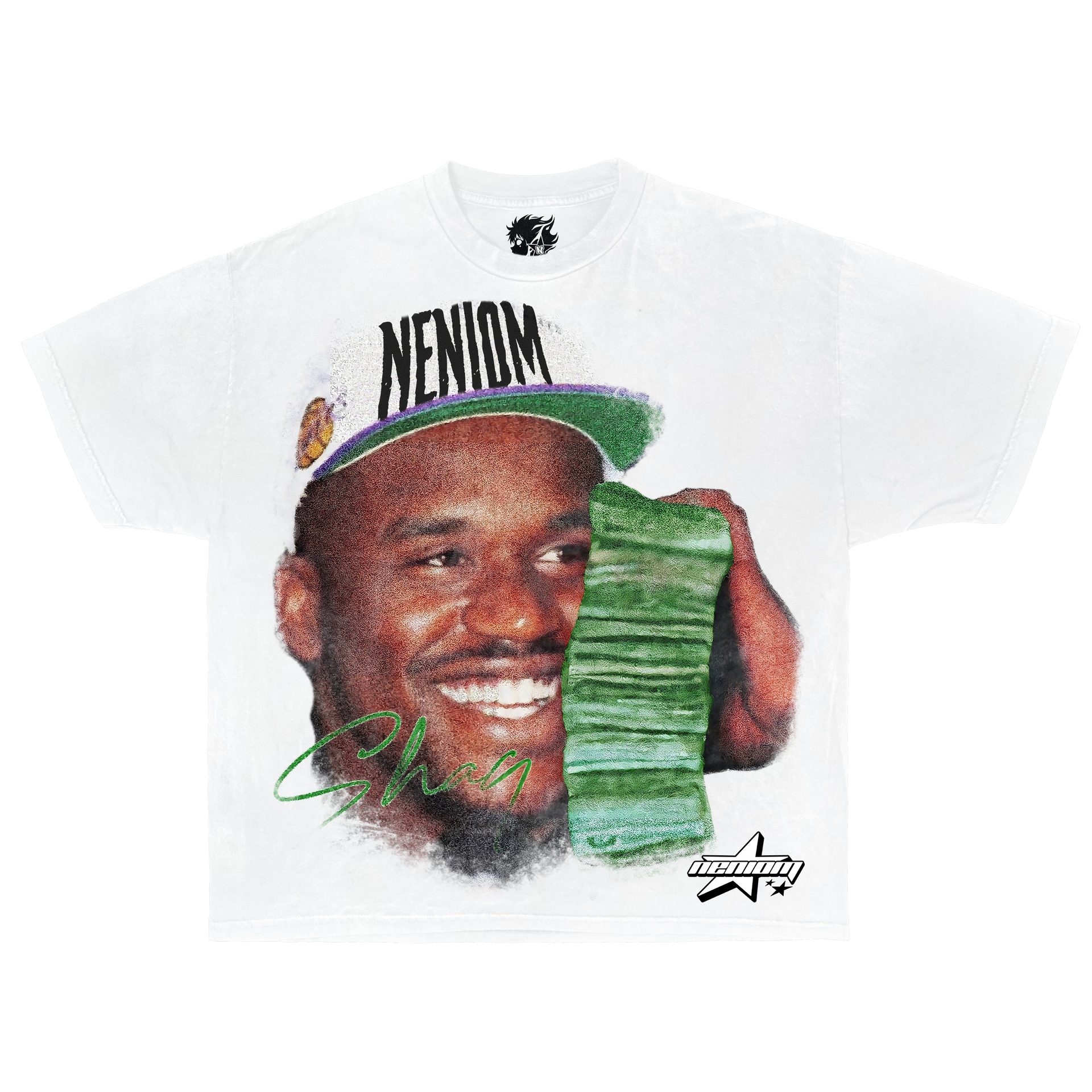 Shaq Money Talk Vintage Boxy T-shirt Oversized Streetwear Basketball Tees Y2K