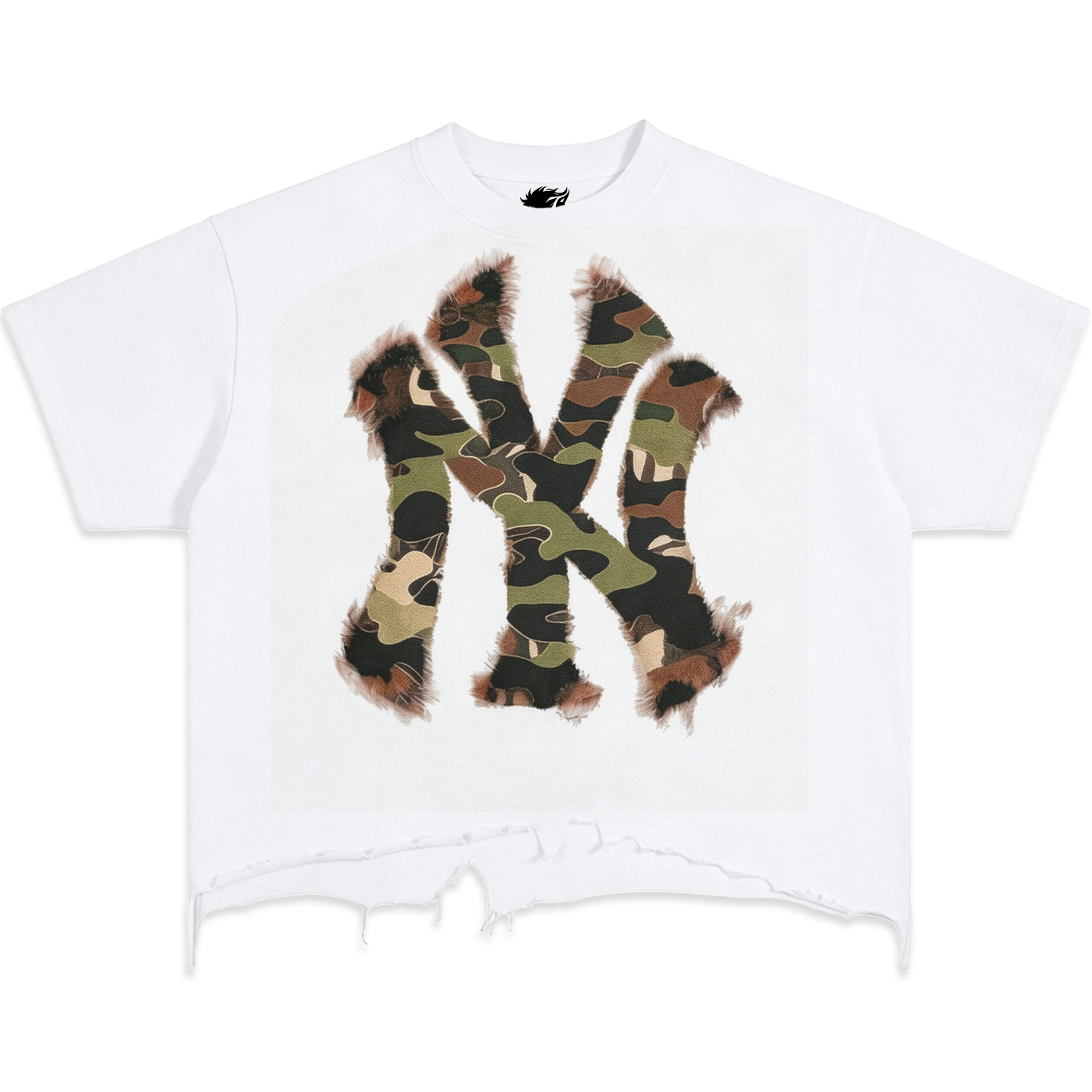 Destroyed NYC Inked Camouflage Vintage Oversized Boxy T-shirt Graphic Y2K