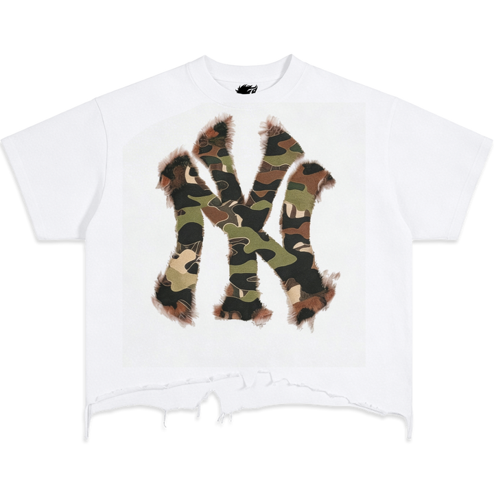 Destroyed NYC Inked Camouflage Vintage Oversized Boxy T-shirt Graphic Y2K - Neniom