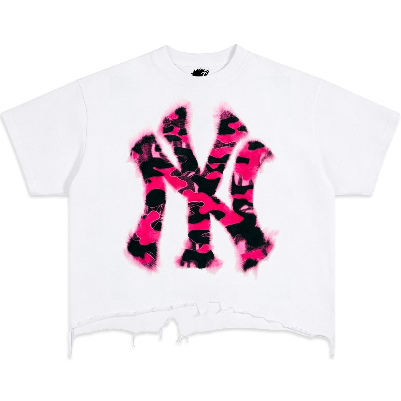 Destroyed NYC Inked Pink Camouflage Oversized Boxy T-shirt by Neniom
