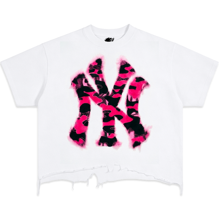 Destroyed NYC Inked Pink Camouflage Oversized Boxy T-shirt by Neniom