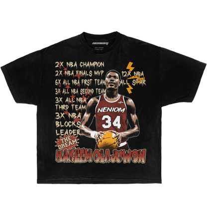 Camisa de logros profesionales de Hakeem Olajuwon "The Dream" disponible en BLK/WHT/BRWN