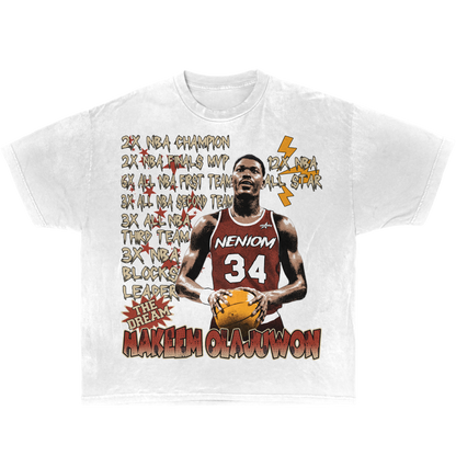 Hakeem Olajuwon "The Dream" Careers Achievements Shirt Available in BLK/WHT/BRWN Streetwear Y2K