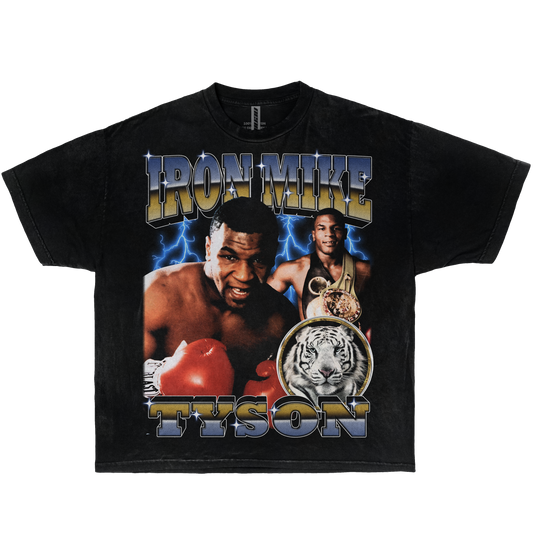 IRON MIKE TYSON VINTAGE GARMENT DYED BOXY T SHIRT Streetwear Y2K